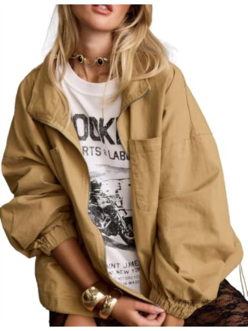 Cotton Canvas Barn Jacket Oversized Full Zip Drawstring Waist Utility Coat